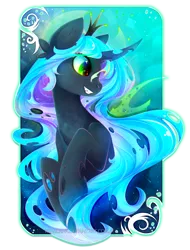 Size: 1889x2486 | Tagged: safe, artist:koveliana, derpibooru import, queen chrysalis, changeling, changeling queen, g4, chromatic aberration, color porn, female, image, png, solo