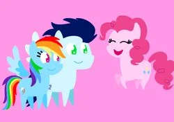 Size: 3553x2499 | Tagged: safe, anonymous artist, derpibooru import, pinkie pie, rainbow dash, soarin', earth pony, pegasus, pony, series:soarindash relationship, series:soarindash romantic tales, g4, derpibooru exclusive, female, happy, image, looking at you, male, mare, png, pointy ponies, shipping, smiling, smiling at you, soarindash, stallion, straight