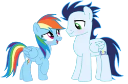 Size: 1280x844 | Tagged: safe, artist:soarindasher10, derpibooru import, rainbow dash, soarin', pegasus, pony, g4, female, image, male, mare, png, shipping, simple background, soarindash, stallion, straight, transparent background