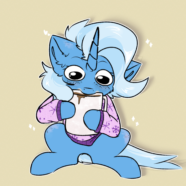 Size: 2000x2000 | Tagged: safe, artist:jubyskylines, derpibooru import, trixie, pony, unicorn, g4, clothes, horn, image, mug, png, sweater