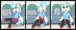 Size: 3950x1594 | Tagged: suggestive, artist:chopsticks, derpibooru import, coco pommel, earth pony, pony, g4, accidental exposure, cheek fluff, clothes, cocobetes, crossed legs, cute, dialogue, ear fluff, eyebrows, eyebrows visible through hair, eyes closed, female, floppy ears, flower, image, looking at you, necktie, offscreen character, panties, pantyhose, png, shirt, shoes, sitting, skirt, solo, solo female, speech bubble, spread legs, spreading, talking to viewer, text, underwear, unshorn fetlocks, upskirt, white panties, white underwear