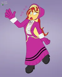 Size: 1600x2000 | Tagged: safe, artist:domedvortex, derpibooru import, sunset shimmer, human, equestria girls, g4, caroling, clothes, dress, gown, hypno eyes, hypnosis, hypnotized, image, long dress, long skirt, png, singing, skirt, solo, victorian, victorian dress