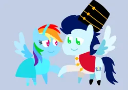 Size: 3553x2499 | Tagged: safe, anonymous artist, derpibooru import, rainbow dash, soarin', pegasus, pony, series:soarindash hearth's warming, series:soarindash romantic tales, g4, christmas, clothes, cosplay, costume, derpibooru exclusive, female, hearth's warming, holiday, image, looking at each other, looking at someone, male, mare, png, shipping, smiling, smiling at each other, soarindash, stallion, straight, the nutcracker