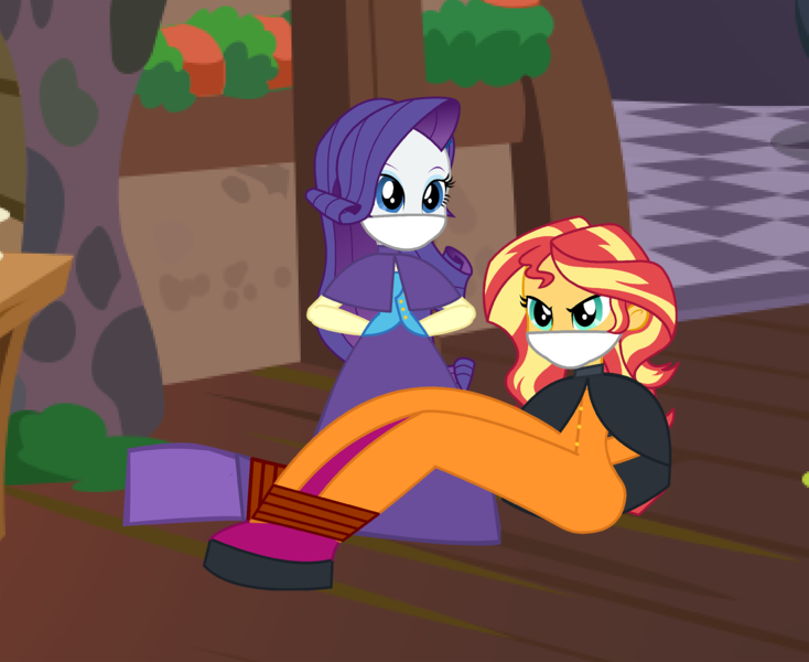 Size: 6933x5669 | Tagged: safe, artist:cartoonmasterv3, derpibooru import, rarity, sunset shimmer, human, equestria girls, g4, advent calendar, bondage, bound and gagged, christmas, christmas 2024, clothes, dress, gag, gown, holiday, humanized, image, long dress, long skirt, png, skirt, tied up, victorian, victorian dress, victorian rarity