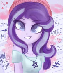 Size: 1106x1280 | Tagged: safe, artist:dressella, derpibooru import, starlight glimmer, human, equestria girls, g4, art, awesome, beautiful, cool, female, hat, heart, image, jpeg, looking at you, pentagram, pretty, smiling, solo