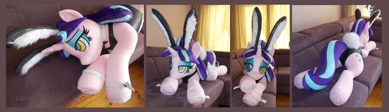 Size: 5304x1536 | Tagged: safe, artist:calusariac, derpibooru import, starlight glimmer, pony, g4, bunny suit, clothes, hypno eyes, image, irl, jpeg, life size, photo, plushie, solo