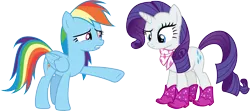 Size: 6758x3000 | Tagged: safe, artist:cloudy glow, derpibooru import, rainbow dash, rarity, g4, the end in friend, image, my little pony, png, simple background, transparent background, vector