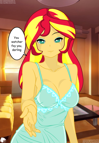 Size: 1628x2368 | Tagged: suggestive, artist:aboimages03, derpibooru import, sunset shimmer, human, equestria girls, g4, bedroom eyes, breasts, busty sunset shimmer, cleavage, clothes, engrish, female, image, lingerie, looking at you, nightgown, png, reaching, sexy, solo, solo female, speech bubble, stupid sexy sunset shimmer, text