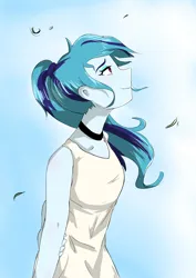 Size: 2059x2912 | Tagged: safe, artist:amazingpuffhair, derpibooru import, sonata dusk, human, equestria girls, g4, alternate clothes, alternate costumes, choker, clothes, cute, female, image, jpeg, smiling, solo, tanktop, windswept hair