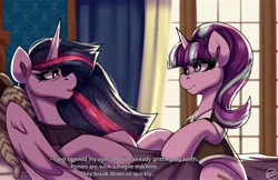 Size: 5700x3700 | Tagged: safe, artist:shadowreindeer, derpibooru import, starlight glimmer, twilight sparkle, twilight sparkle (alicorn), alicorn, android, robot, unicorn, g4, carl, crossover, detroit: become human, horn, image, jpeg, markus