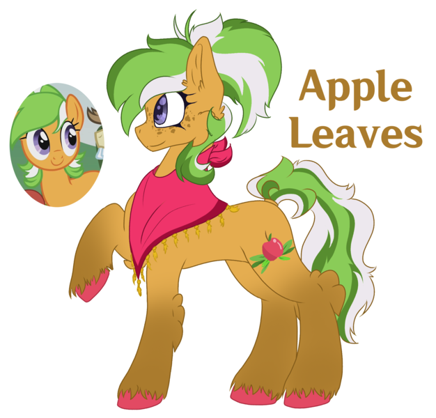 Size: 2005x1921 | Tagged: safe, artist:brybrychan, artist:bryonythewolf, derpibooru import, part of a set, apple leaves, earth pony, pony, g4, apple family member, background pony, clothes, female, hock fluff, image, mare, part of a series, png, poncho, profile, raised hoof, simple background, solo, transparent background, unshorn fetlocks