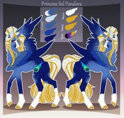 Size: 3300x3150 | Tagged: safe, artist:inisealga, derpibooru import, oc, oc:princess sol pandora, unofficial characters only, alicorn, alicorn oc, coat markings, cutie mark, horn, image, jpeg, reference sheet, socks (coat marking), wings