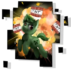 Size: 3000x3000 | Tagged: safe, artist:katemaximova, derpibooru import, ponified, earth pony, pony, 2014, creeper, crossover, explosives, high res, image, jpeg, male, minecraft, simple background, solo, tnt, white background