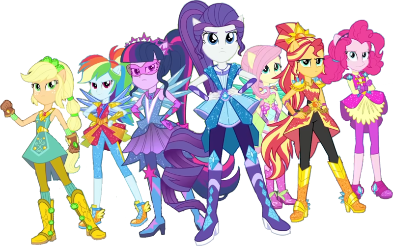 Size: 1401x878 | Tagged: safe, derpibooru import, edit, edited screencap, editor:pascalmulokozi2, screencap, applejack, fluttershy, pinkie pie, rainbow dash, rarity, sci-twi, sunset shimmer, twilight sparkle, human, equestria girls, equestria girls series, g4, super squad goals, armor, background removed, crystal guardian, humane five, humane seven, humane six, image, magical geodes, my little pony equestria girls: better together, not a vector, png, serious, simple background, transparent background, worried