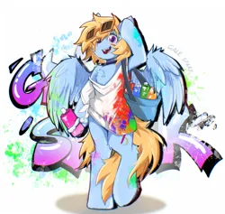 Size: 2132x2022 | Tagged: safe, artist:gale spark, derpibooru import, oc, oc:gale spark, unofficial characters only, graffiti, image, png, smiling