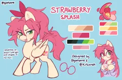 Size: 2000x1300 | Tagged: safe, artist:cuiicie, derpibooru import, oc, oc:strawberry splash, unofficial characters only, pegasus, female, image, png, reference sheet