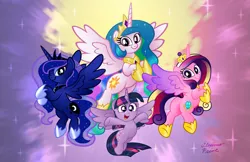 Size: 3045x1970 | Tagged: safe, artist:aleximusprime, derpibooru import, princess cadance, princess celestia, princess luna, twilight sparkle, twilight sparkle (alicorn), alicorn, pony, g4, alicorn tetrarchy, butt, cute, cutedance, cutelestia, female, flying, image, lunabetes, mare, plot, png, twiabetes