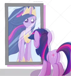 Size: 3000x3190 | Tagged: safe, artist:nnaly, derpibooru import, princess twilight 2.0, twilight sparkle, twilight sparkle (alicorn), alicorn, pony, unicorn, g4, the last problem, butt, female, horn, image, jpeg, mare, mirror, my little pony, older, older twilight, older twilight sparkle (alicorn), plot, reflection, solo, tall, twibutt, unicorn twilight