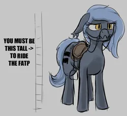 Size: 660x601 | Tagged: safe, artist:barhandar, oc, oc:panne, unofficial characters only, bat pony, pony, colored sketch, equal cutie mark, equalized, female, floppy ears, gray background, height scale, image, large butt, lidded eyes, mare, old art, png, pouting, saddle, shitposting, simple background, sketch, tack