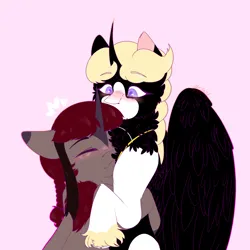 Size: 4096x4096 | Tagged: safe, derpibooru import, oc, oc:dakota samsa, oc:queen shadow flower, unofficial characters only, alicorn, pony, unicorn, alicorn oc, cuddling, horn, image, oc x oc, png, shipping, unicorn oc, wings