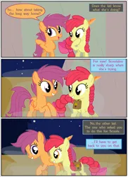 Size: 2700x3713 | Tagged: safe, artist:gm-scoots, derpibooru import, apple bloom, scootaloo, comic:bleeding hearts, female, image, lesbian, png, ship:scootabloom, shipping