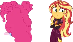 Size: 4331x2520 | Tagged: safe, derpibooru import, edit, edited screencap, editor:mrtoonlover83, screencap, pinkie pie, sunset shimmer, human, equestria girls, g4, duo, duo female, female, image, not a vector, png, simple background, transparent background