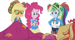 Size: 4480x2366 | Tagged: safe, derpibooru import, edit, edited screencap, editor:mrtoonlover83, screencap, applejack, pinkie pie, rainbow dash, sunset shimmer, g4, background removed, image, not a vector, png, simple background, transparent background