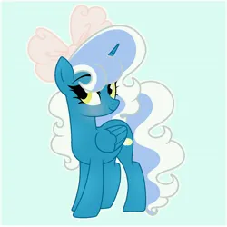 Size: 6890x6890 | Tagged: safe, artist:riofluttershy, derpibooru import, oc, oc:fleurbelle, unofficial characters only, alicorn, pony, alicorn oc, blushing, bow, female, hair bow, horn, image, jpeg, looking at you, mare, pink bow, smiling, smiling at you, solo, tail, two toned hair, two toned mane, two toned tail, wings, yellow eyes