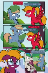 Size: 1920x2948 | Tagged: safe, artist:alexdti, derpibooru import, oc, oc:brainstorm (alexdti), oc:purple creativity, oc:star logic, pegasus, pony, unicorn, comic:quest for friendship retold, angry, female, glasses, horn, image, male, mare, png, rage, red face