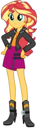 Size: 1450x5000 | Tagged: safe, artist:octosquish7260, derpibooru import, sunset shimmer, human, equestria girls, g4, boots, clothes, eqg promo pose set, female, image, jacket, leather, leather jacket, png, shirt, shoes, simple background, skirt, solo, t-shirt, transparent background