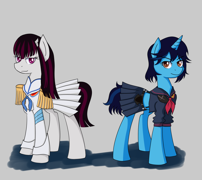 Size: 1280x1138 | Tagged: safe, artist:askwintergraphitepony, derpibooru import, oc, oc:winter graphite, pony, unicorn, clothes, costume, female, horn, image, mare, nightmare night costume, png, ryuko matoi, satsuki kiryuin