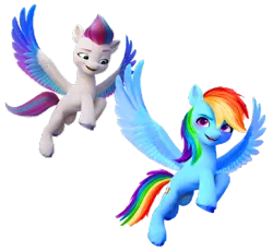 Size: 930x854 | Tagged: safe, artist:tankengine52, derpibooru import, rainbow dash, zipp storm, pegasus, g4, g5, female, image, png, simple background, transparent background, zipp and her heroine