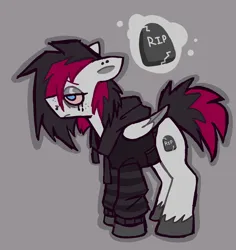 Size: 2028x2152 | Tagged: safe, artist:catponything, derpibooru import, oc, oc:somber poet, unofficial characters only, pegasus, pony, g4, bags under eyes, clothes, crying, ear piercing, emo, emo hair, eyeliner, folded wings, frown, hoodie, image, lidded eyes, makeup, male, nose piercing, piercing, png, running makeup, septum piercing, solo, stallion, wings