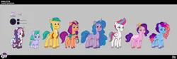 Size: 5254x1746 | Tagged: safe, derpibooru import, official, hitch trailblazer, izzy moonbow, pipp petals, sunny starscout, violette rainbow, zipp storm, pony, unicorn, g5, my little pony: tell your tale, .psd available, applejack (g5), concept art, female, filly, fluttershy (g5), foal, horn, image, mane five, mane six (g5), misty brightdawn, pinkie pie (g5), png, rainbow dash (g5), rarity (g5), twilight sparkle (g5)