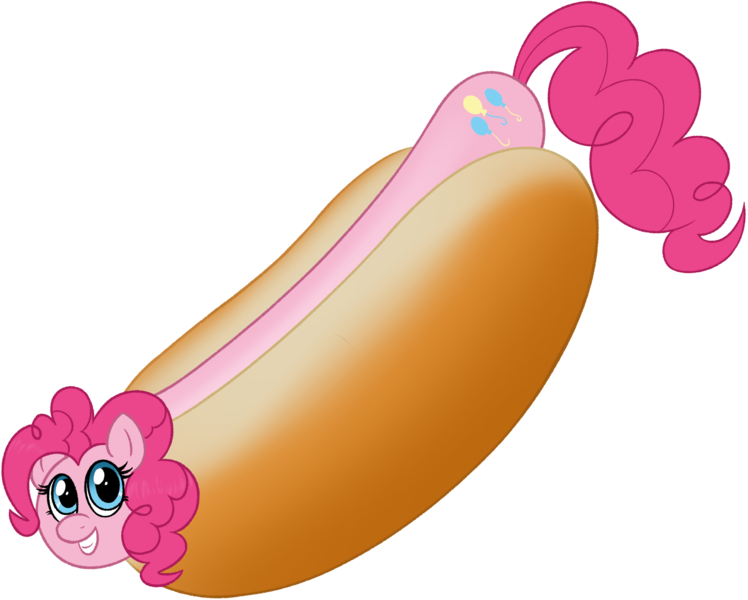 Size: 1674x1342 | Tagged: safe, artist:ligmire, derpibooru import, pinkie pie, g4, derpibooru exclusive, food, hot dog, image, looking at you, meat, png, sausage, simple background, smiling, smiling at you, solo, transparent background