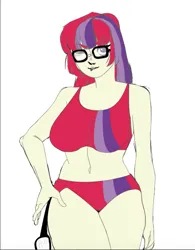 Size: 501x641 | Tagged: safe, artist:aux, artist:polorenzielephant, derpibooru import, edit, vector edit, moondancer, human, g4, clothes, humanized, image, png, red swimsuit, swimsuit, two-piece swimsuit, vector, vector trace