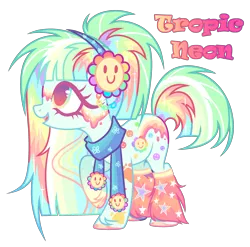 Size: 2812x2776 | Tagged: safe, artist:anno酱w, derpibooru import, oc, unofficial characters only, earth pony, pony, adoptable, base used, clothes, earmuffs, emoji, image, leg warmers, png, ponytail, rainbow, scarf, simple background, smiley face, socks, solo, transparent background