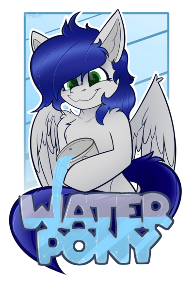 Size: 2337x3520 | Tagged: safe, artist:spoopy-abby, derpibooru import, oc, oc:waterpony, unofficial characters only, pegasus, pony, badge, con badge, image, png, solo