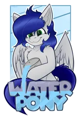 Size: 2337x3520 | Tagged: safe, artist:spoopy-abby, derpibooru import, oc, oc:waterpony, unofficial characters only, pegasus, pony, badge, con badge, image, png, solo