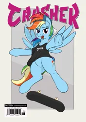 Size: 1871x2636 | Tagged: safe, artist:eels, derpibooru import, rainbow dash, pegasus, pony, image, magazine cover, png, skateboard