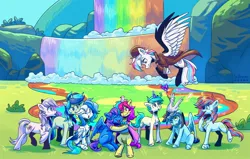 Size: 3540x2250 | Tagged: safe, artist:teaflower300, derpibooru import, oc, unofficial characters only, earth pony, pegasus, pony, unicorn, earth pony oc, group, horn, image, jpeg, pegasus oc, unicorn oc, wings