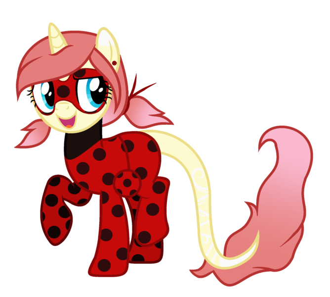 Size: 2233x2007 | Tagged: safe, artist:missmoonlightangel, derpibooru import, oc, oc:star flower light, pony, unicorn, clothes, cosplay, costume, female, horn, image, mare, miraculous ladybug, png, simple background, solo, transparent background