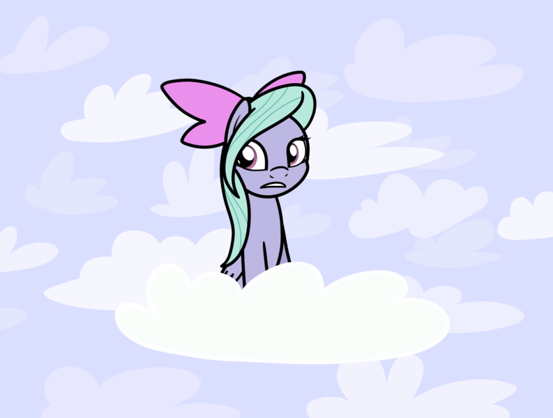 Size: 2048x1550 | Tagged: safe, artist:ewoudcponies, derpibooru import, flitter, pegasus, pony, g4, cloud, female, frown, image, looking offscreen, mare, on a cloud, png, sitting, sitting on cloud, sky background, solo