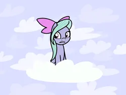 Size: 2048x1550 | Tagged: safe, artist:ewoudcponies, derpibooru import, flitter, pegasus, pony, g4, cloud, female, frown, image, looking offscreen, mare, on a cloud, png, sitting, sitting on cloud, sky background, solo