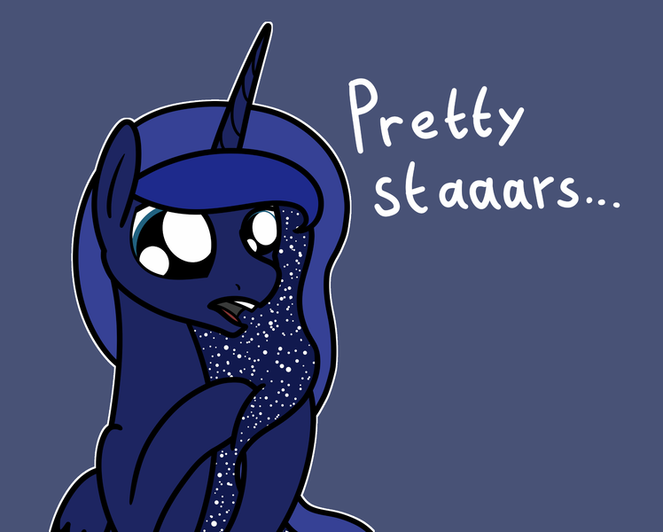 Size: 2047x1642 | Tagged: safe, artist:ewoudcponies, derpibooru import, princess luna, alicorn, earth pony, pony, g4, big eyes, blue background, bust, dialogue, female, image, mare, open mouth, png, simple background, solo