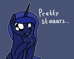 Size: 2047x1642 | Tagged: safe, artist:ewoudcponies, derpibooru import, princess luna, alicorn, earth pony, pony, g4, big eyes, blue background, bust, dialogue, female, image, mare, open mouth, png, simple background, solo