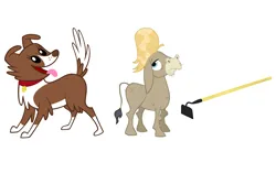 Size: 3000x2000 | Tagged: safe, artist:allthevectors, artist:moongazeponies, artist:whogivesafuck, derpibooru import, edit, cranky doodle donkey, winona, dog, donkey, g4, gardening, image, pet, png, tool