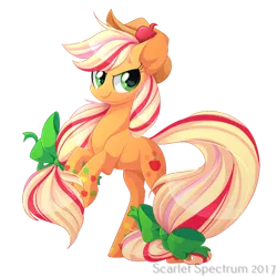 Size: 1050x1050 | Tagged: safe, artist:scarlet-spectrum, derpibooru import, applejack, earth pony, pony, g4, apple, applejack's hat, cowboy hat, female, food, freckles, hat, image, looking at you, mare, png, rainbow power, rearing, simple background, smiling, smiling at you, solo, stetson, transparent background