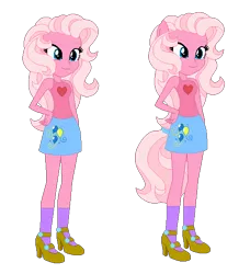 Size: 534x585 | Tagged: safe, artist:selenaede, artist:user15432, derpibooru import, pinkie pie (g3), human, equestria girls, g3, g4, base used, clothes, cutie mark, cutie mark on clothes, duality, equestria girls style, equestria girls-ified, g3 to equestria girls, g3 to g4, g3.5, g3.5 to g4, generation leap, hand on hip, high heels, image, png, ponied up, shoes, simple background, smiling, transparent background