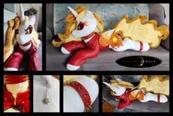 Size: 5896x3968 | Tagged: safe, artist:purplenebulastudios, derpibooru import, daybreaker, pony, g4, bracelet, choker, clothes, image, irl, jacket, jpeg, leather, leather jacket, photo, plushie, solo, spiked choker, spiked wristband, wristband